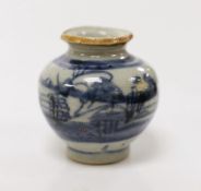 An 18th century Chinese blue and white jarlet, 6cms high