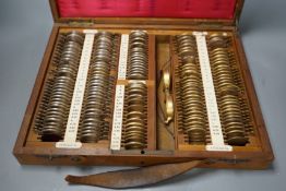 A 19th / 20th century mahogany cased optician's set