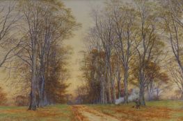 Charles Topham Davidson (1848-1902), watercolour, 'In Cassiobury Park, Watford', signed with