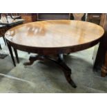 A Regency circular faded rosewood breakfast table, diameter 131cm, height 70cm