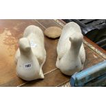 A pair of carved alabaster ducks, length 25cm
