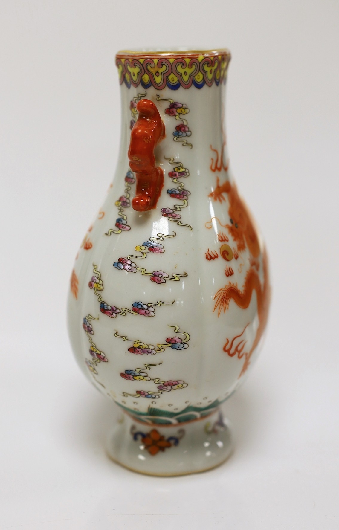 A Chinese enamelled porcelain 'dragon' vase, 16cm - Image 2 of 5