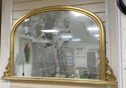 A Victorian style gilt overmantel mirror, width 128cm, height 80cm