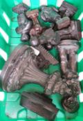 A collection of various Victorian figural doorstops including a bear