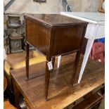 An Edwardian inlaid mahogany work box, width 38cm, height 71cm