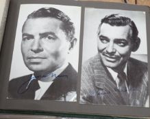 Three albums of photo cards of celebrities from stage and screen, mostly 1950s, some signed