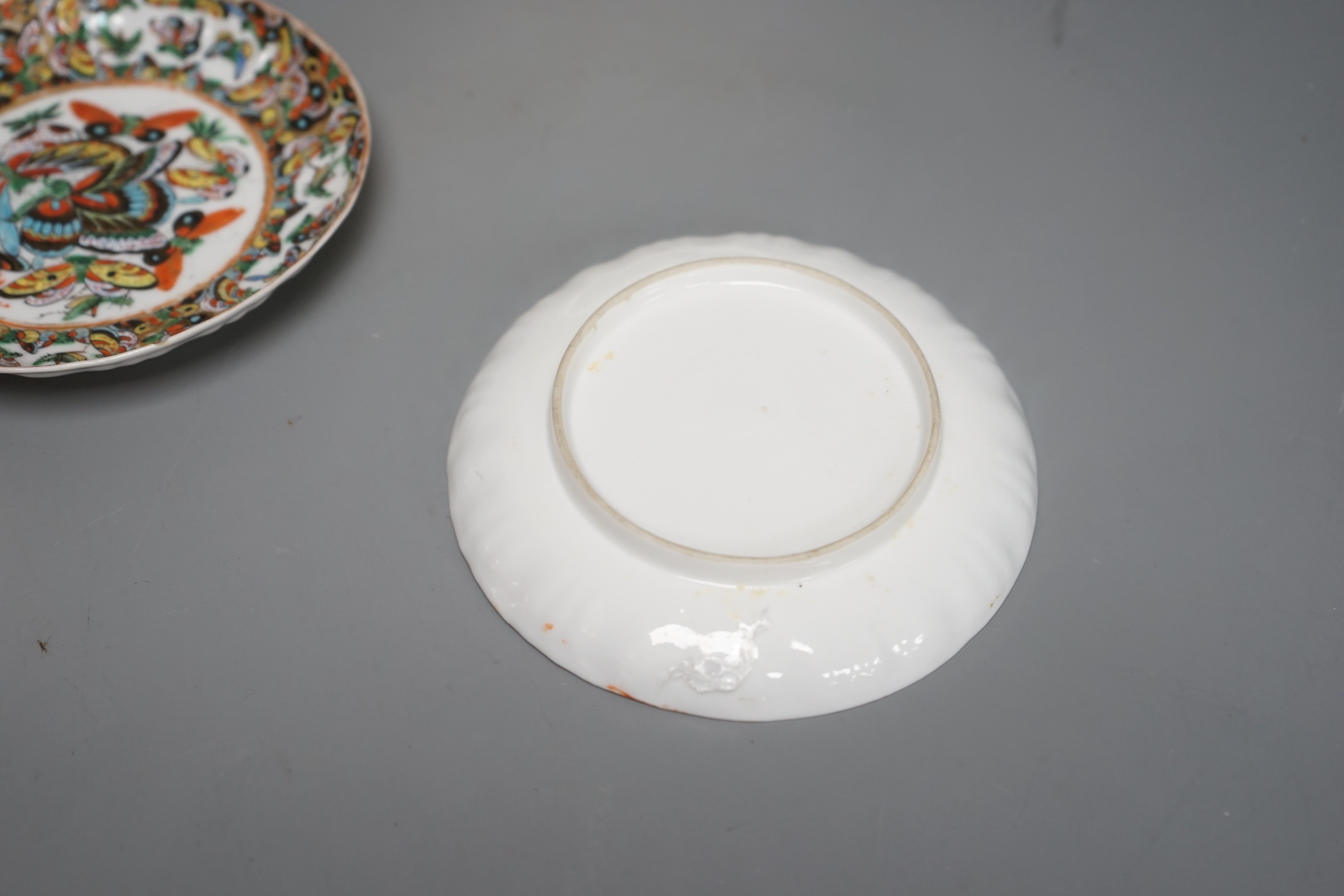 A Chinese 'thousand butterfly' dish and two saucers, early 20th century and three later Chinese - Image 4 of 4