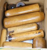 A selection of lignum vitae Plumber's weights etc.