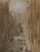 Attributed Louis-Gabriel-Eugène Isabey (1803-1886), watercolour, Street scene, 6.5 x 5cm