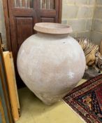 A larger circular earthenware garden urn, height 94cm