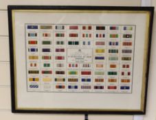 A framed display: selection of New Ribbons, 1939-45, Britain and Allies