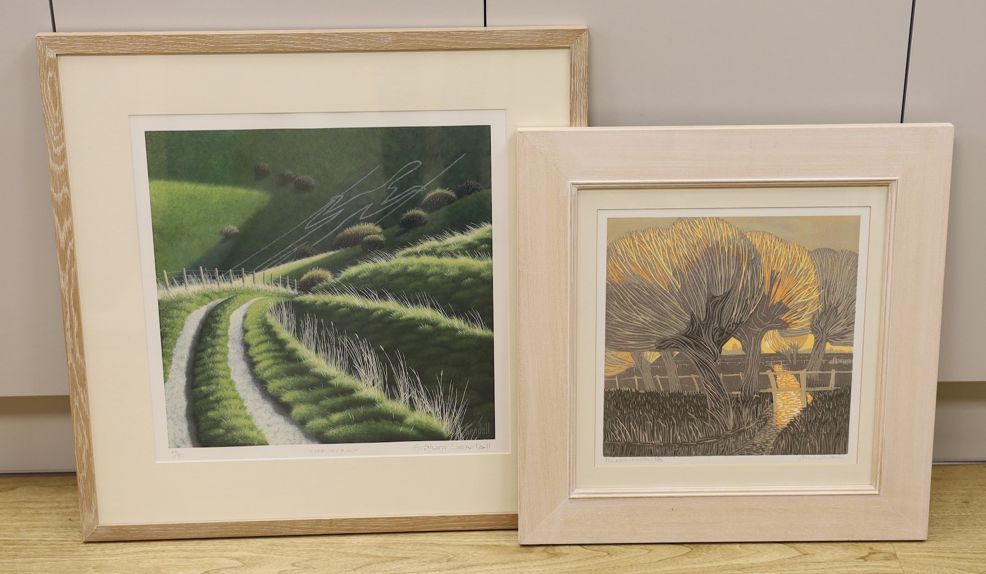 Graham Sendall (1947-), two limited edition prints, 'The Giant', 43/50 and 'The Watermeadows', 25/