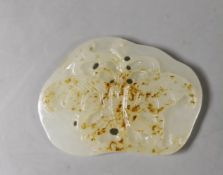 A Chinese white and russet sling jade ‘butterfly’ plaque,3,5 cms long