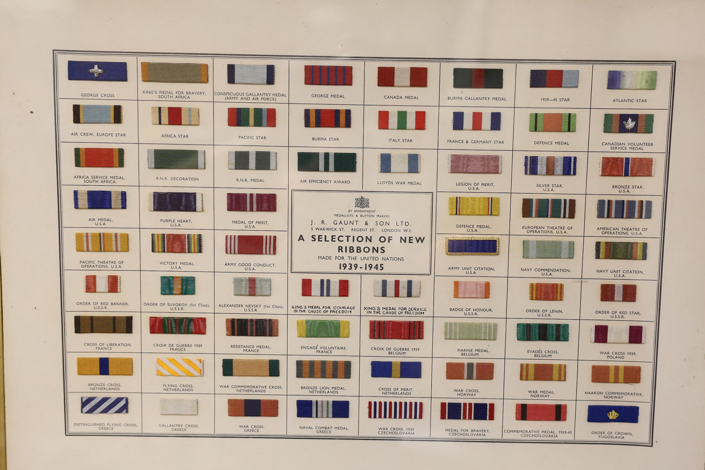 A framed display: selection of New Ribbons, 1939-45, Britain and Allies - Image 2 of 2