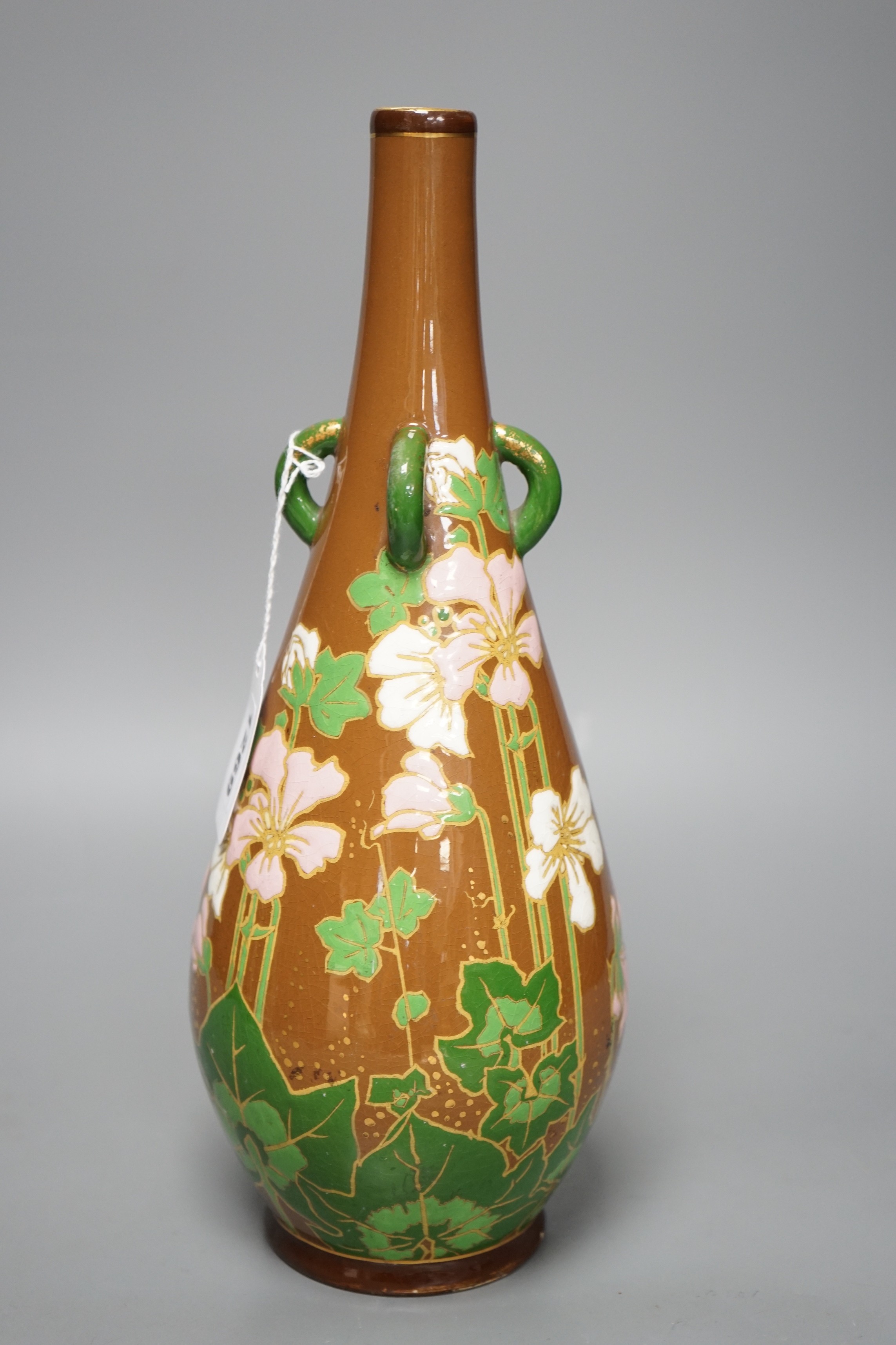 A Belgian Art Nouveau pottery vase, 32cm - Image 3 of 4