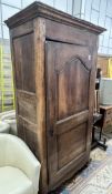 An 18th century French provincial fruitwood single door armoire, length 106cm, depth 62cm, height