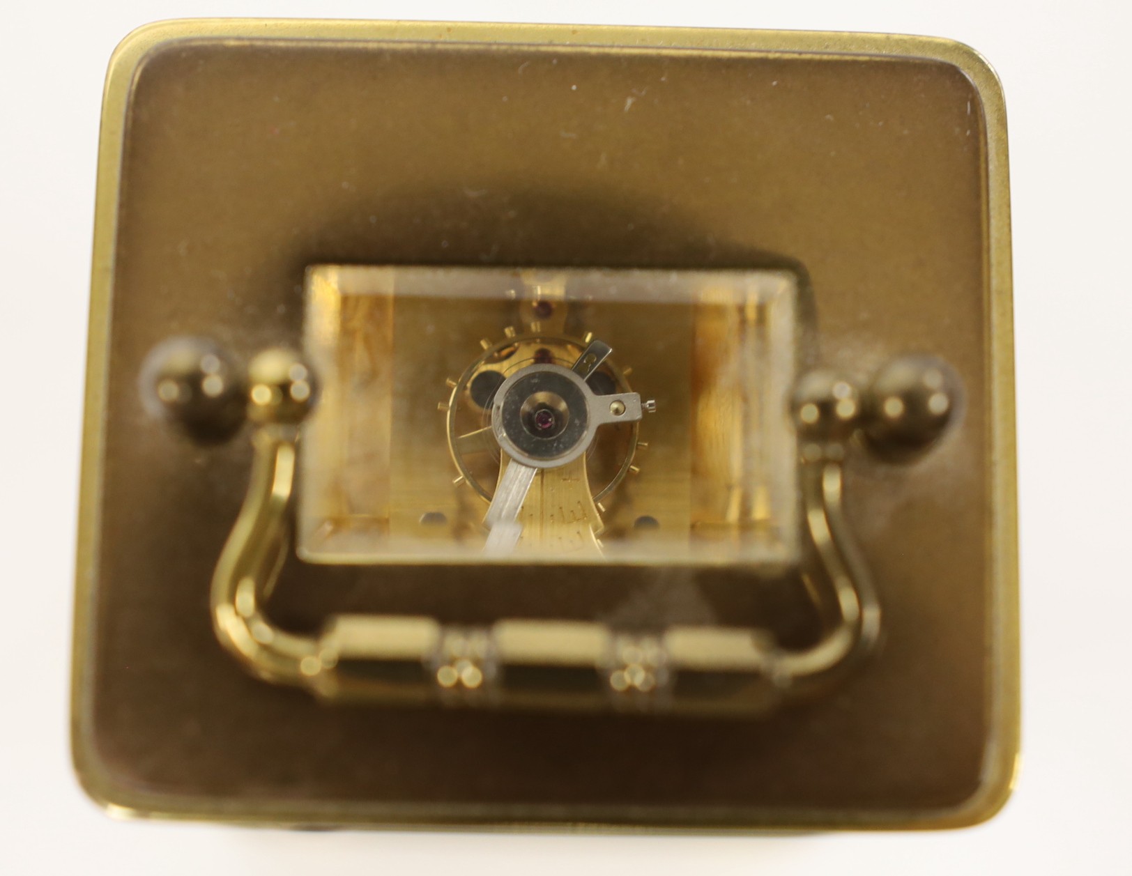 A Matthew Norman small brass carriage timepiece, 8cms high - Image 6 of 6