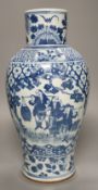 A 19th century Chinese blue and white 'Tradesmen' vase, 40cm