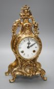 A Franz Hermle cast brass mantel clock, 123-070 movement, floating balance, eight day bim bam