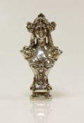 An early 20th century Art Nouveau silver seal, modelled as the bust of a lady, import marks for