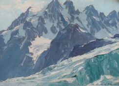 Charles-Henri Contencin (French, 1898-1955) 'Pelvoux et Glacier Blau'oil on boardsigned23 x 31cm**