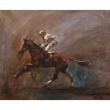 § § Peter Howell (b.1932) Sketch of a racehorse and jockeyoil on canvassigned50 x 60cm**CONDITION