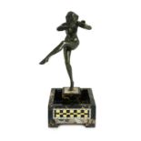Pierre Le Faguays (1892-1962). An Art Deco bronze figure of a female pan piper, standing holding one