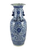 A large Chinese blue and white ‘lotus’ vase, 19th century, painted with lotus flowers and
