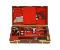 A Victorian mahogany cased field surgeon's set by Salt & Son of Bull Lane, London, the brass bound