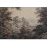 Thomas Hearne (1744-1817) 'Chepstow Castle from the woods above the River Wye'watercoloursigned14.75