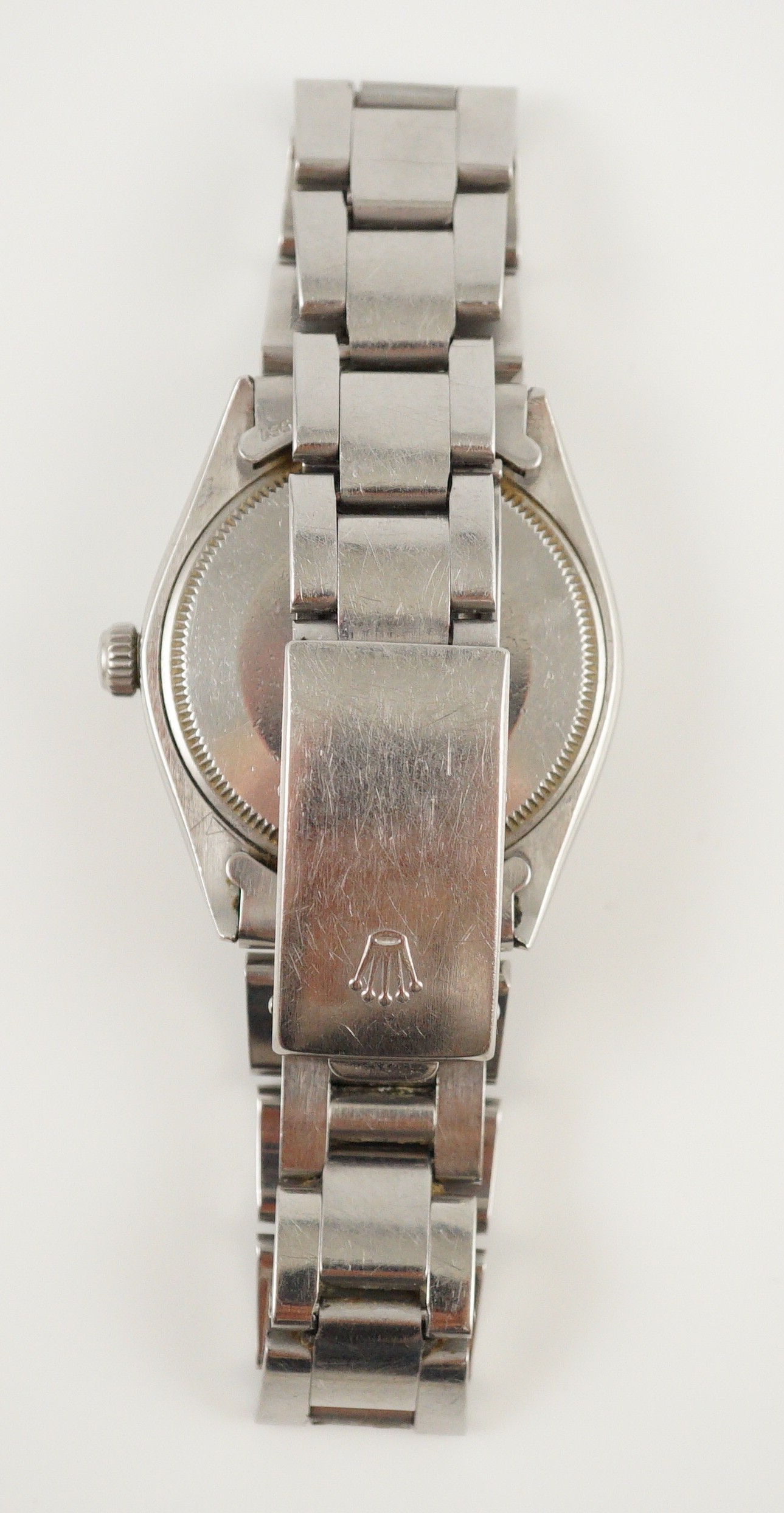 A gentleman's 1960's stainless steel Rolex Oyster Perpetual Air-King wrist watch, on a stainless - Bild 4 aus 4