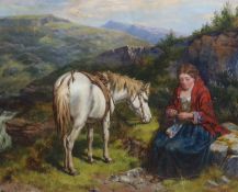 Isaac Henzell (1823-1875) Woman and pony in the Highlandsoil on canvassigned and dated 186450 x