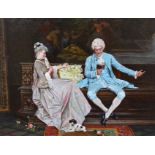 Pompeo Massani (Italian, 1850-1920) A Courting Coupleoil on wooden panelsigned24 x 31cm**CONDITION