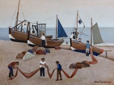 § § Alfred Daniels (1924-2015) 'Working Boats, Hastings'oil on boardsigned and dated 198559 x