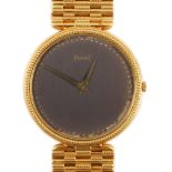 A gentleman's 18ct gold Piaget manual wind dress wrist watch, on an 18ct gold Piaget bracelet, the