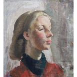 § § Bernard Fleetwood Walker RA, RWS, RP, ROI, NEAC (1893-1965) Portrait of Teresaoil on canvas laid