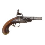 Wilson of London. An early 18th century flintlock pocket pistol, with screw-off barrel and brass