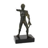 A small Roman bronze figure of Hercules, 1st century AD, The figure lacking his right arm.