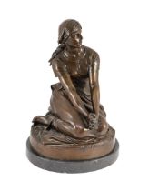 Henri-Michel-Antoine Chapu (1833-1891). A bronze figure of Joan of Arc,