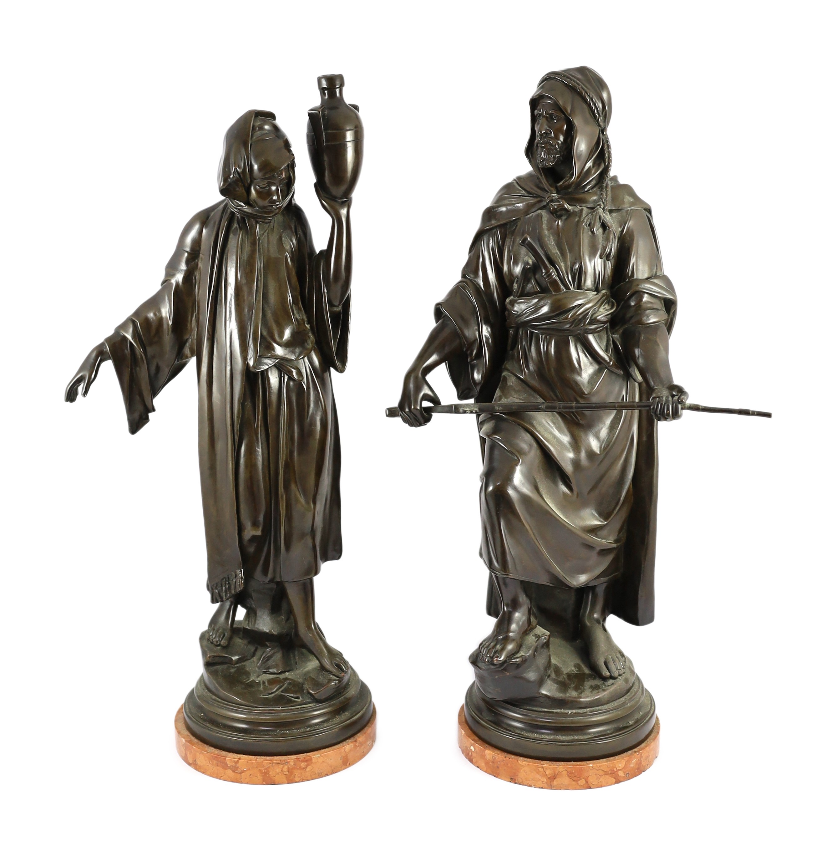 After Jean Jules Samson (1823-1902). A pair of 20th century Continental bronze figures of an Arab