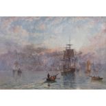 George Weatherill (1810-1890) Shipping off Whitbywatercoloursigned and dated 187528 x 40cm**