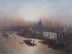Frederick Edward John Goff (1855-1931) The City of London from Tower Bridgewatercoloursigned and