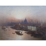Frederick Edward John Goff (1855-1931) The City of London from Tower Bridgewatercoloursigned and