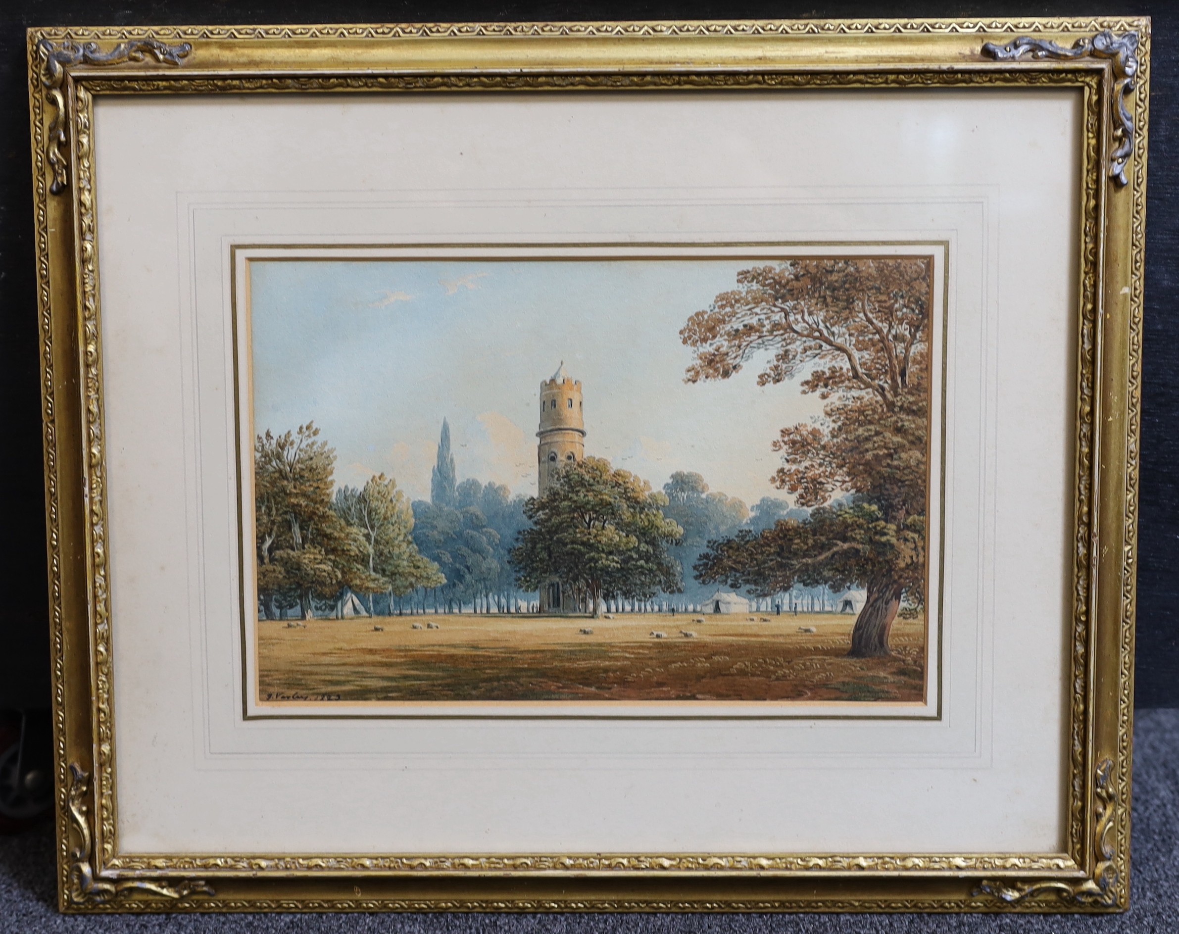 John Varley (1778-1842) The Tower in Berkhampstead Parkwatercoloursigned and dated 182316 x 24. - Bild 2 aus 4