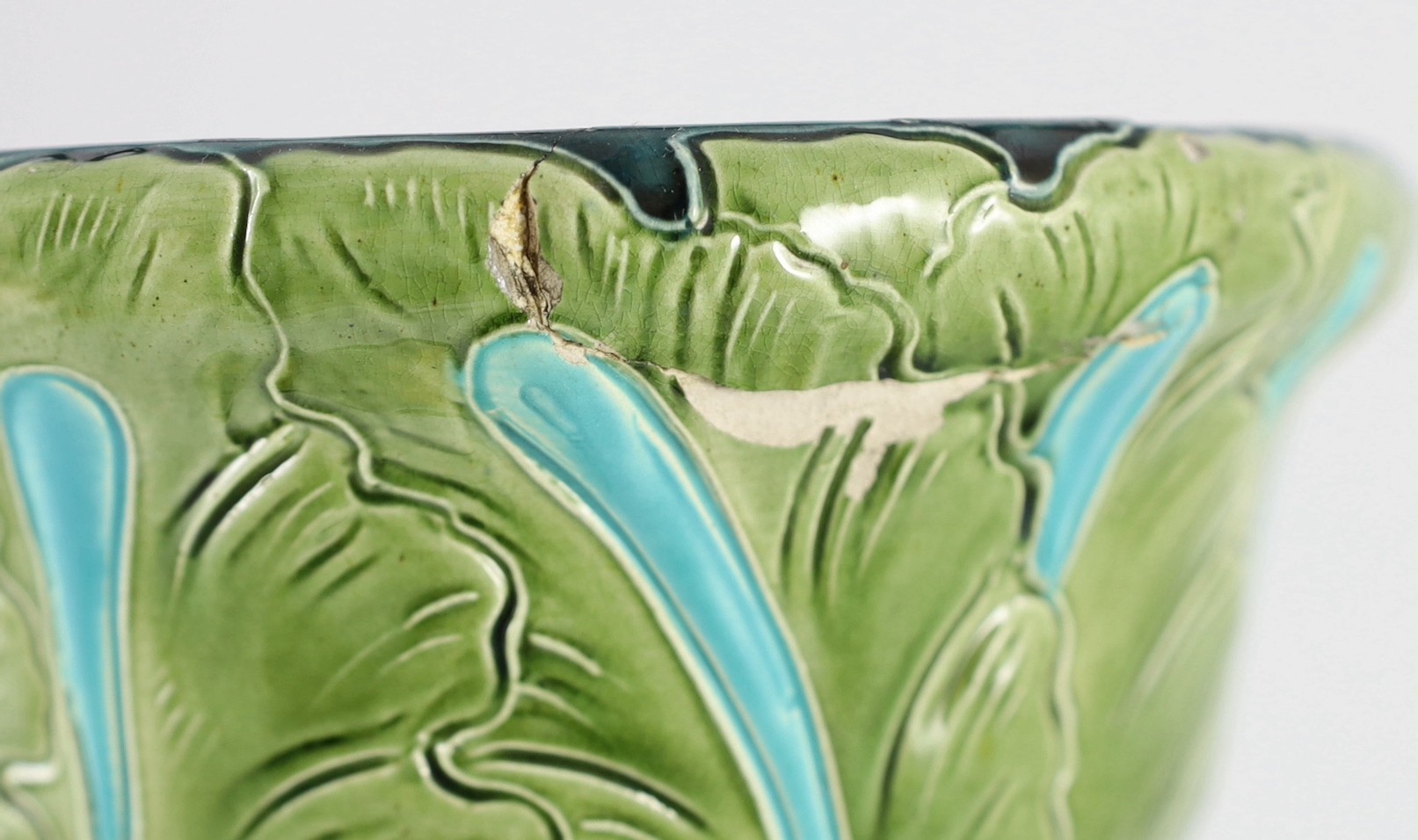 A pair of Burmantofts Art Nouveau faience jardinieres on matching pedestals, c.1900, impressed marks - Image 11 of 14