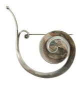 A Vivianna Torun for Georg Jensen sterling silver scroll brooch, numbered 392, 97mm.**CONDITION