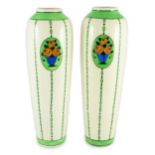 Charles Catteau for Boch Freres, a large pair of ‘Rosa’ tall vases, printed marks and model number