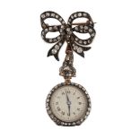 A late 19th century/early 20th century French 18ct gold and rose cut diamond encrusted fob lapel