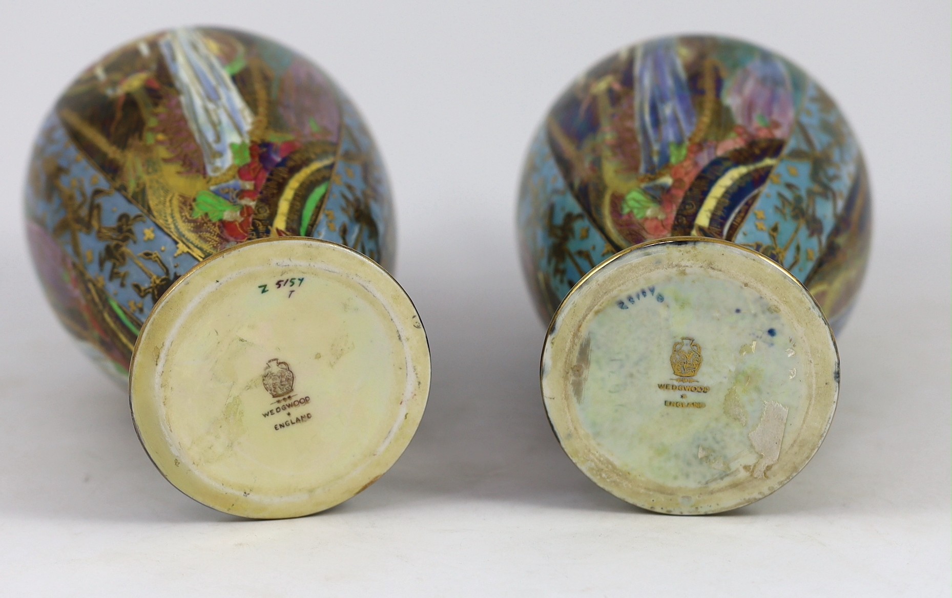 N.B. RESTORATION TO ONE VASE A pair of Wedgwood ’Candlemas’ Fairyland lustre vases, - Image 4 of 4