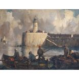 William Hyams (1878-1952) 'The Lighthouse, Newhaven'oil on canvas laid on boardinitialled, 1936